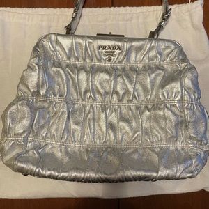 Price Firm Metallic Silver Prada bag
